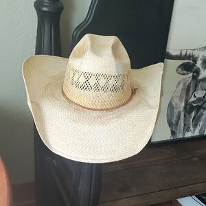 Authentic Straw Western Cowboy Hat - With Battle scars